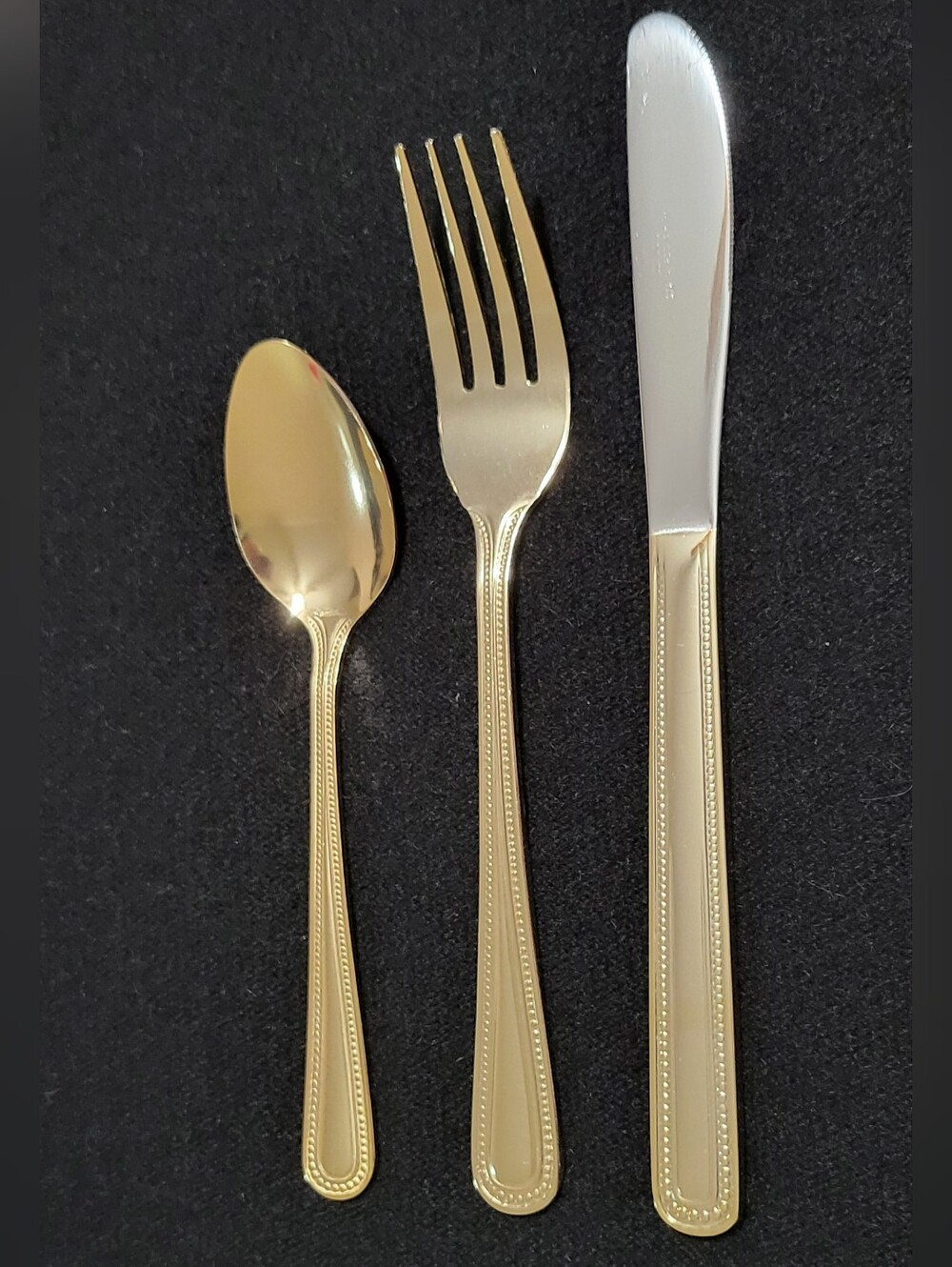 Gibson Gold Electroplate Beaded Edge Stainless 12-Piece Flatware / Cutlery Set